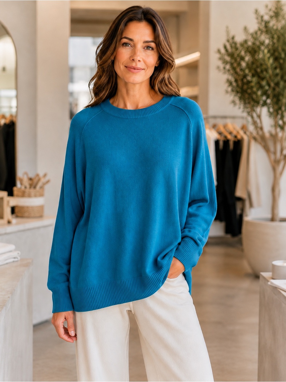 Shiraleah Chicago Teal Blue Crewneck Sweater XL NWOT